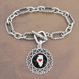 Twisted Chain Link Toggle Clasp Heartland Bracelet with Illinois State Charm