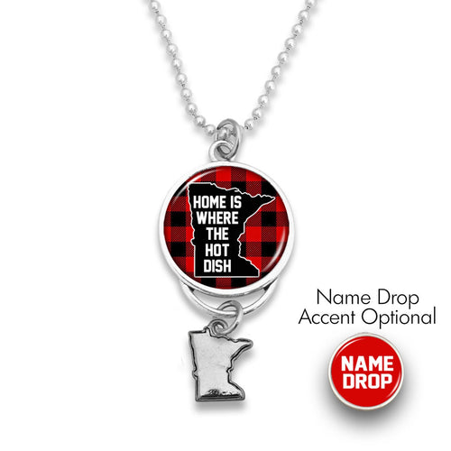 Minnesota State Pride ''Home Is Where The Hotdish Rearview Mirror Charm'' Necklace