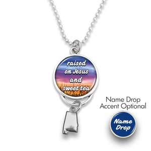 Alabama State Pride ''Car Charm- Jesus and Sweet Tea Rearview Mirror Charm'' Necklace