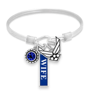 U.S. Air Force Vertical Wife Triple Charm Bracelet