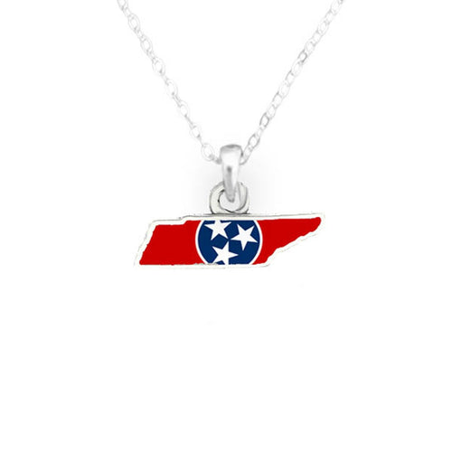 Tennessee State Pride ''Flag Pattern State'' Necklace