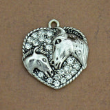 Crystal Horse and Foal Heart Western Charm for Bracelets & Necklaces