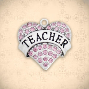 Occupations- Crystal Teacher Heart Charm