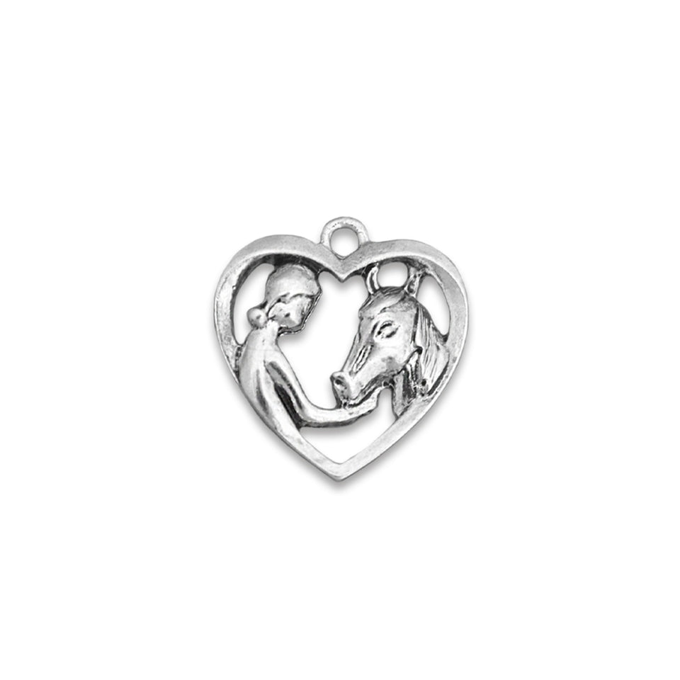 Girl & Horse Heart Western Accent Charm for Bracelets & Necklaces