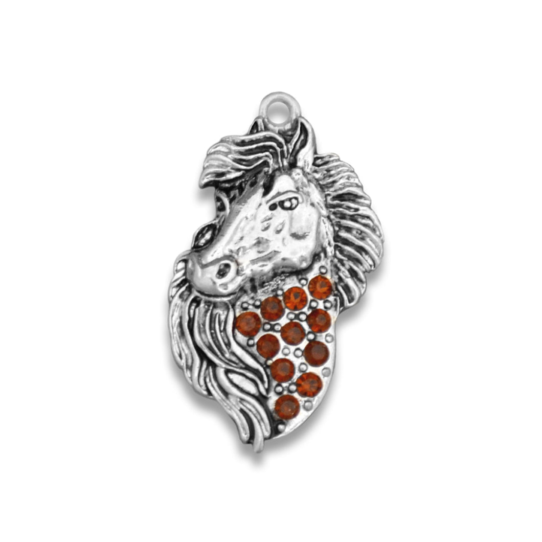 Crystal Brown Horse Western Charm for Bracelets & Necklaces