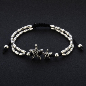 Vintage Silver Double Beaded Starfish Anklet Ankle Bracelet