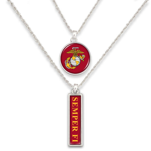 U.S. Marines Double Down Charm Necklace