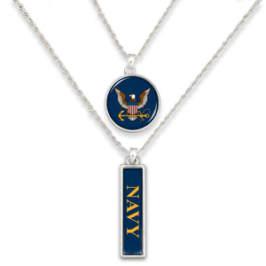 U.S. Navy Double Down Round Charm Necklace