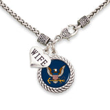 U.S. Navy Round Charm Braided Necklace for Wife