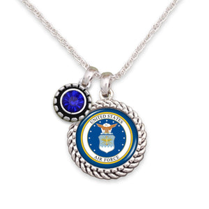 U.S. Air Force Blue Crystal Accent Charm Necklace