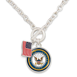 U.S. Navy American Flag Accent Charm Toggle Necklace