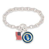 U.S. Air Force American Flag Accent Charm Toggle Bracelet