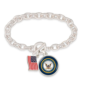 U.S. Navy American Flag Accent Charm Toggle Bracelet