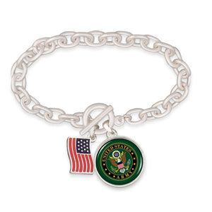 U.S. Army American Flag Accent Charm Toggle Bracelet