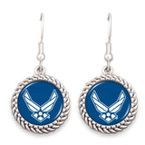 U.S. Air Force Logo Rope Edge Charm Fish Hook Earrings
