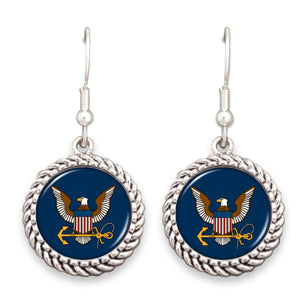 U.S. Navy Logo Rope Edge Charm Earrings