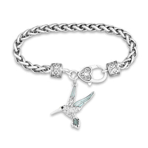 Hummingbird Crystal Charm Braided Bracelet