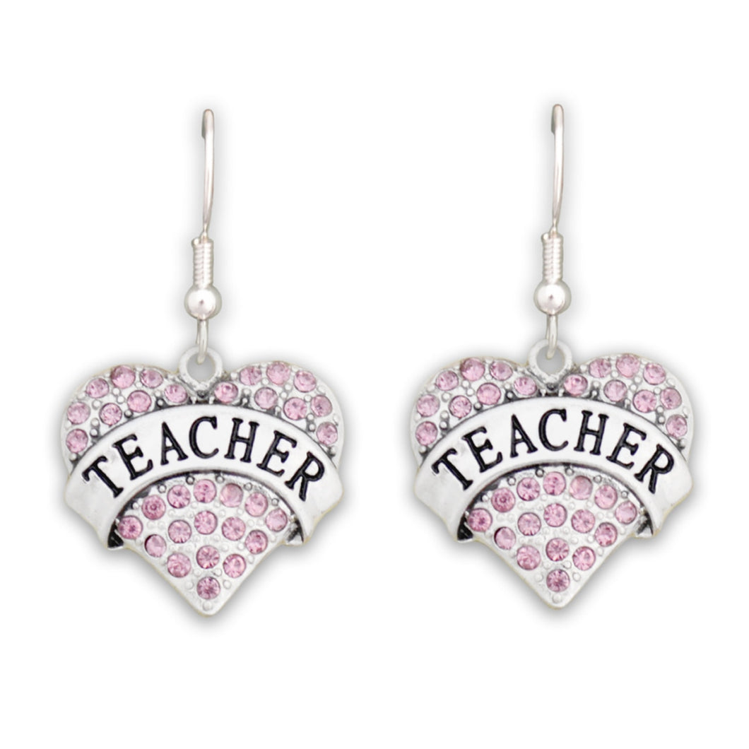 Crystal Teacher Heart Earrings