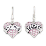 Crystal Teacher Heart Earrings