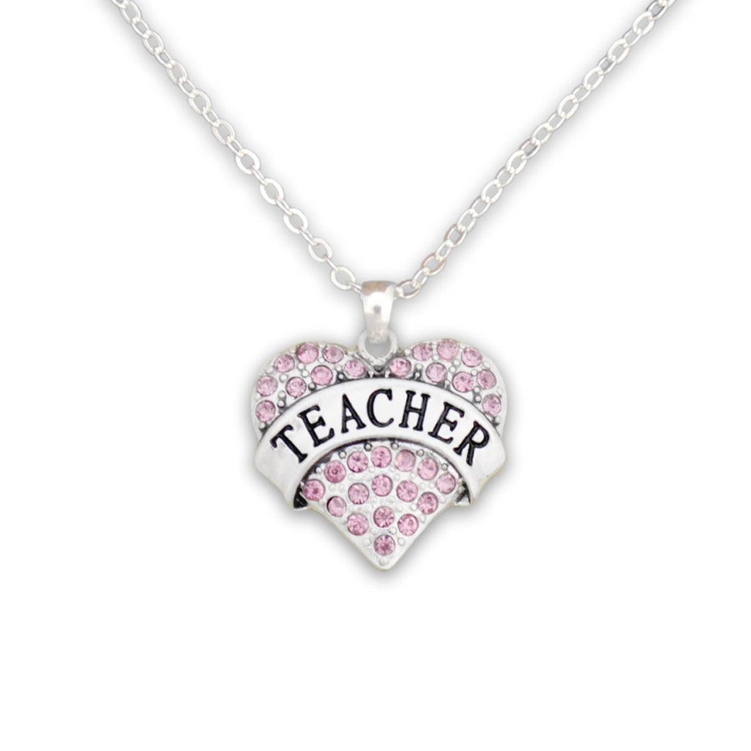 Crystal Teacher Heart Necklace