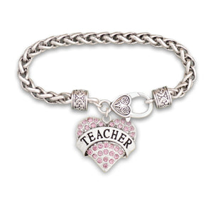 Crystal Teacher Heart Bracelet