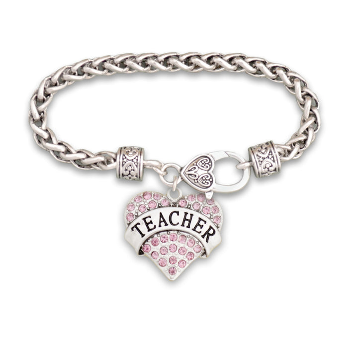 Crystal Teacher Heart Bracelet