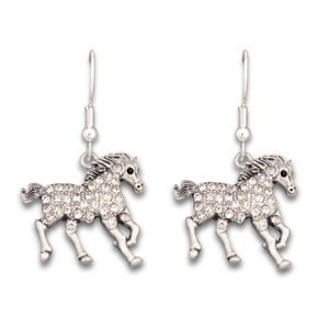 Crystal Running Horse Western Earrings Jewelry