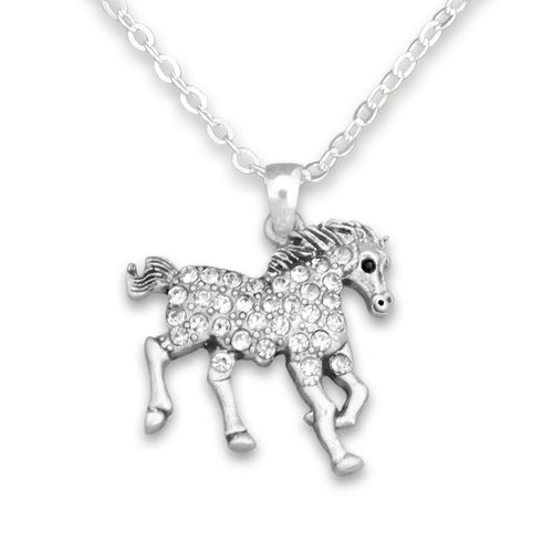 Crystal Running Horse Western Necklace Jewelry