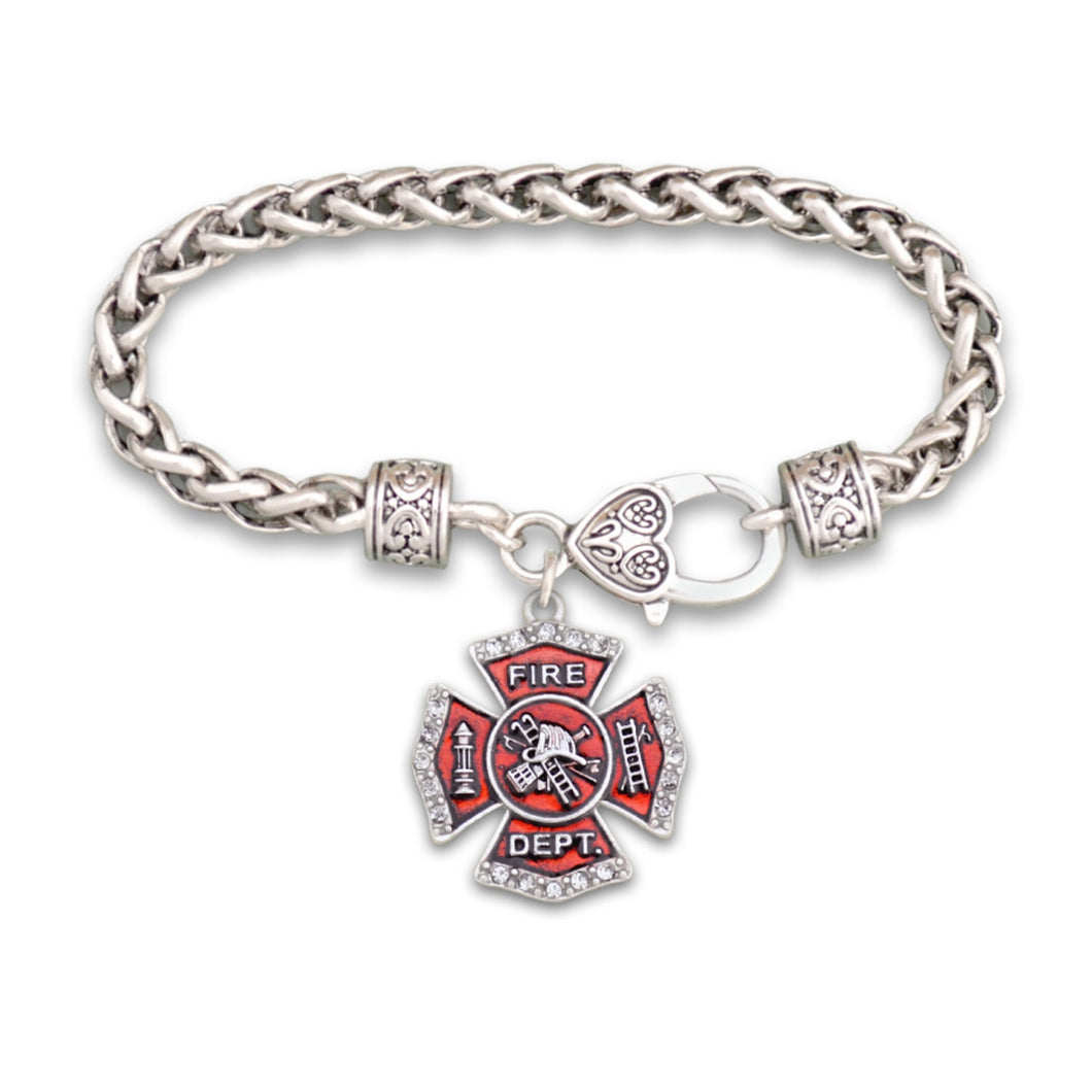Crystal Firefighter Badge Bracelet
