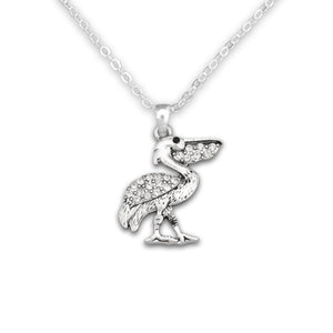 Pelican Crystal Charm Necklace