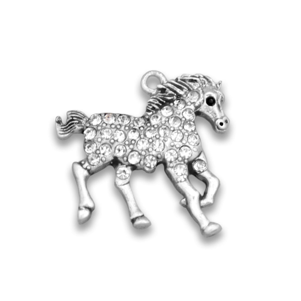 Crystal Running Horse Western Charm for Bracelets & Necklaces