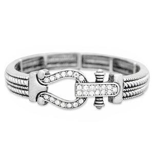 Arm Candy Collection Stretch Bangle Bracelet with Lucky Horse Shoe Crystal Charm