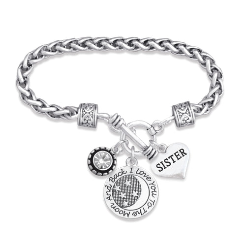 Love You To The Moon Collection Sister Braided Clasp Bracelet