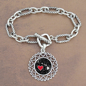 Twisted Chain Link Toggle Clasp Heartland Bracelet with Hawaii State Charm
