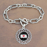 Twisted Chain Link Toggle Clasp Heartland Bracelet with Kansas State Charm