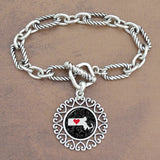 Twisted Chain Link Toggle Clasp Heartland Bracelet with Massachusetts State Charm