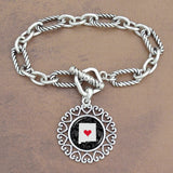 Twisted Chain Link Toggle Clasp Heartland Bracelet with New Mexico State Charm