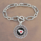 Twisted Chain Link Toggle Clasp Heartland Bracelet with South Carolina State Charm