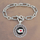 Twisted Chain Link Toggle Clasp Heartland Bracelet with Washington State Charm