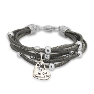 Pet Lover- My Cat Rescued Me Paw Gray Lindy Bracelet