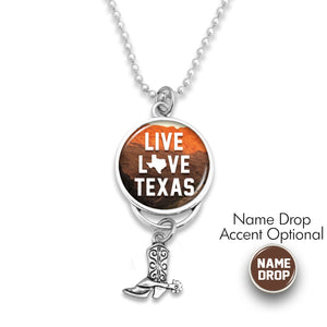 Texas State Pride ''Car Charm- Live Love Rearview Mirror Charm'' Necklace