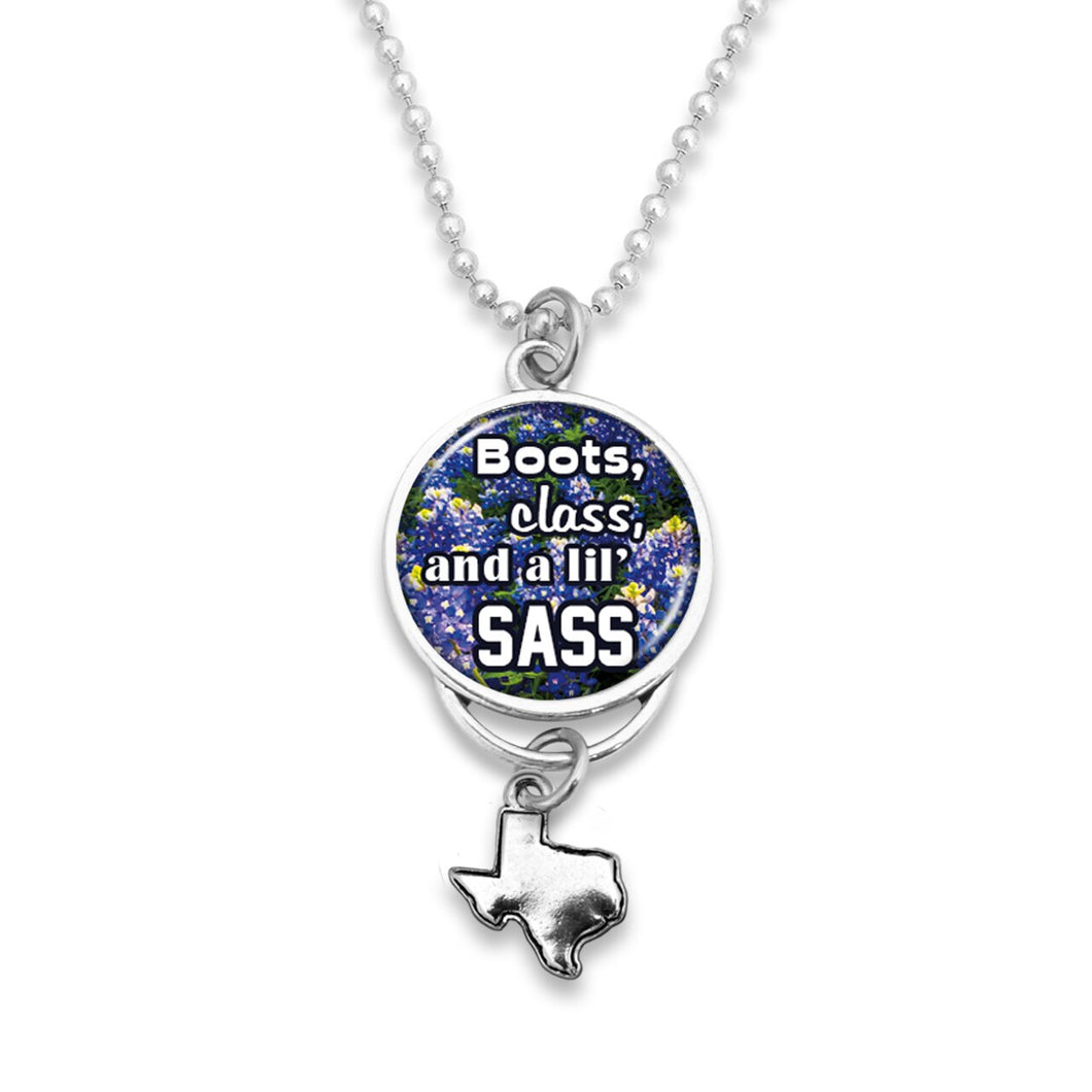 Texas State Pride ''Car Charm- Boots Class & A Lil Sass Rearview Mirror Charm'' Necklace