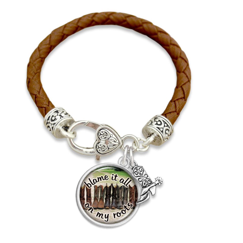 Texas State Pride ''Leather Blame It All On My Roots'' Bracelet