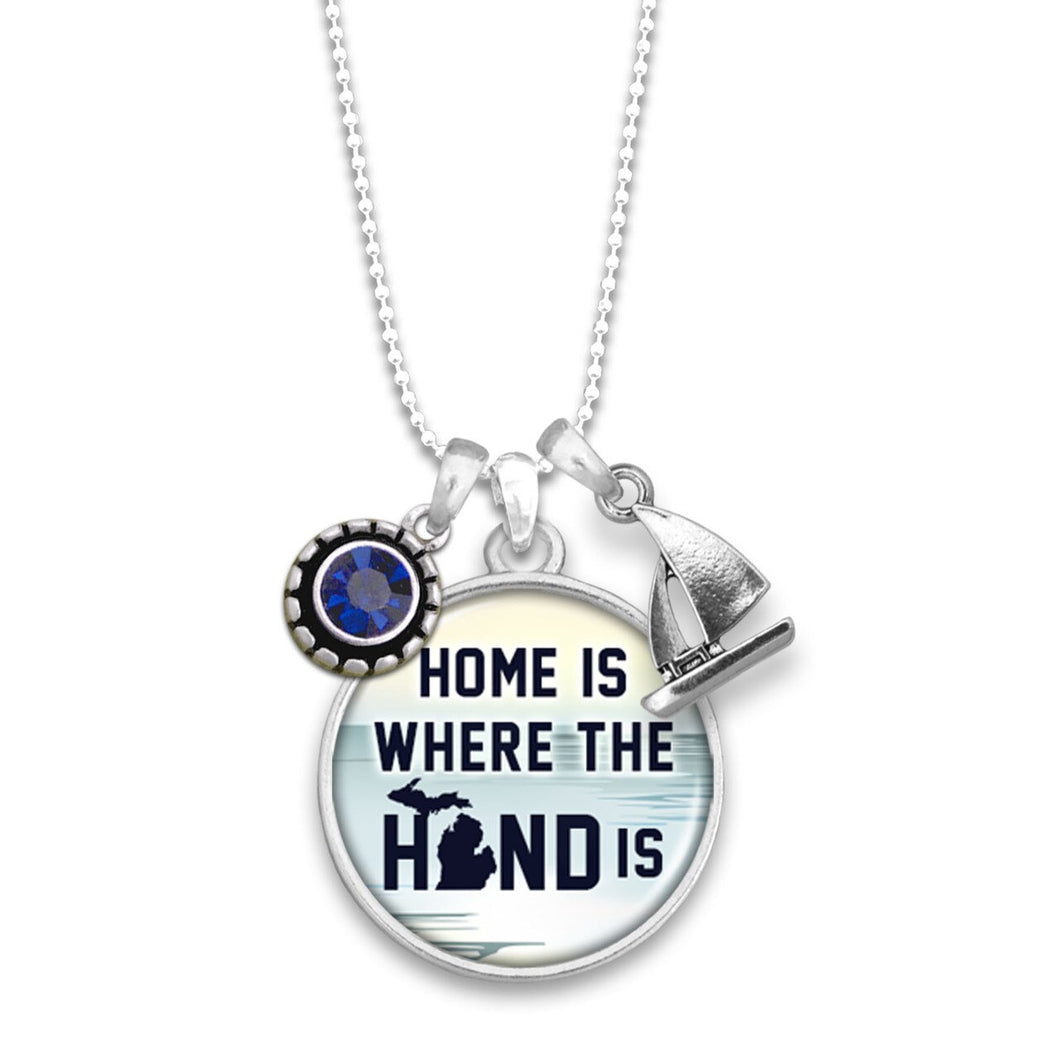 Michigan State Pride ''Home Is Where The Hand Is'' Necklace