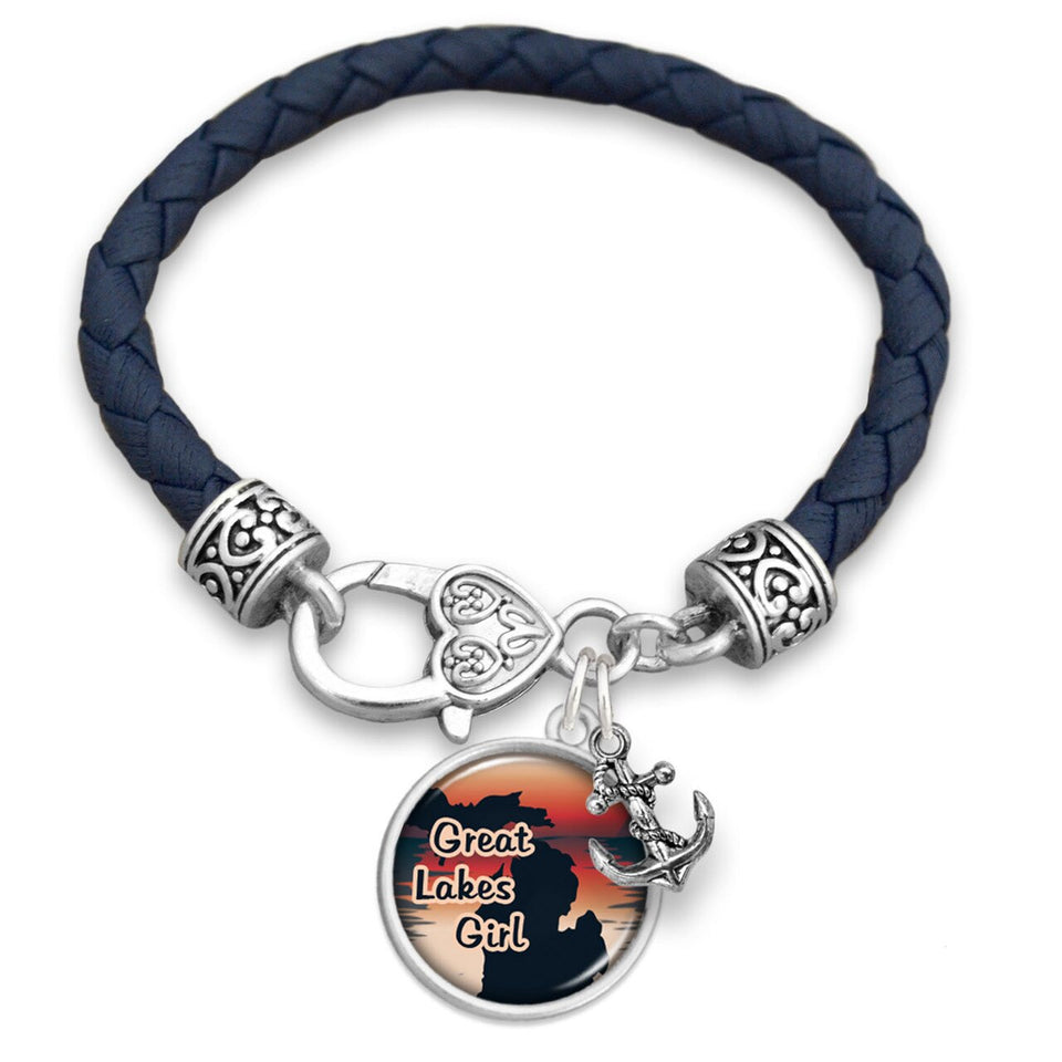 Michigan State Pride ''Leather Great Lakes Girl'' Bracelet