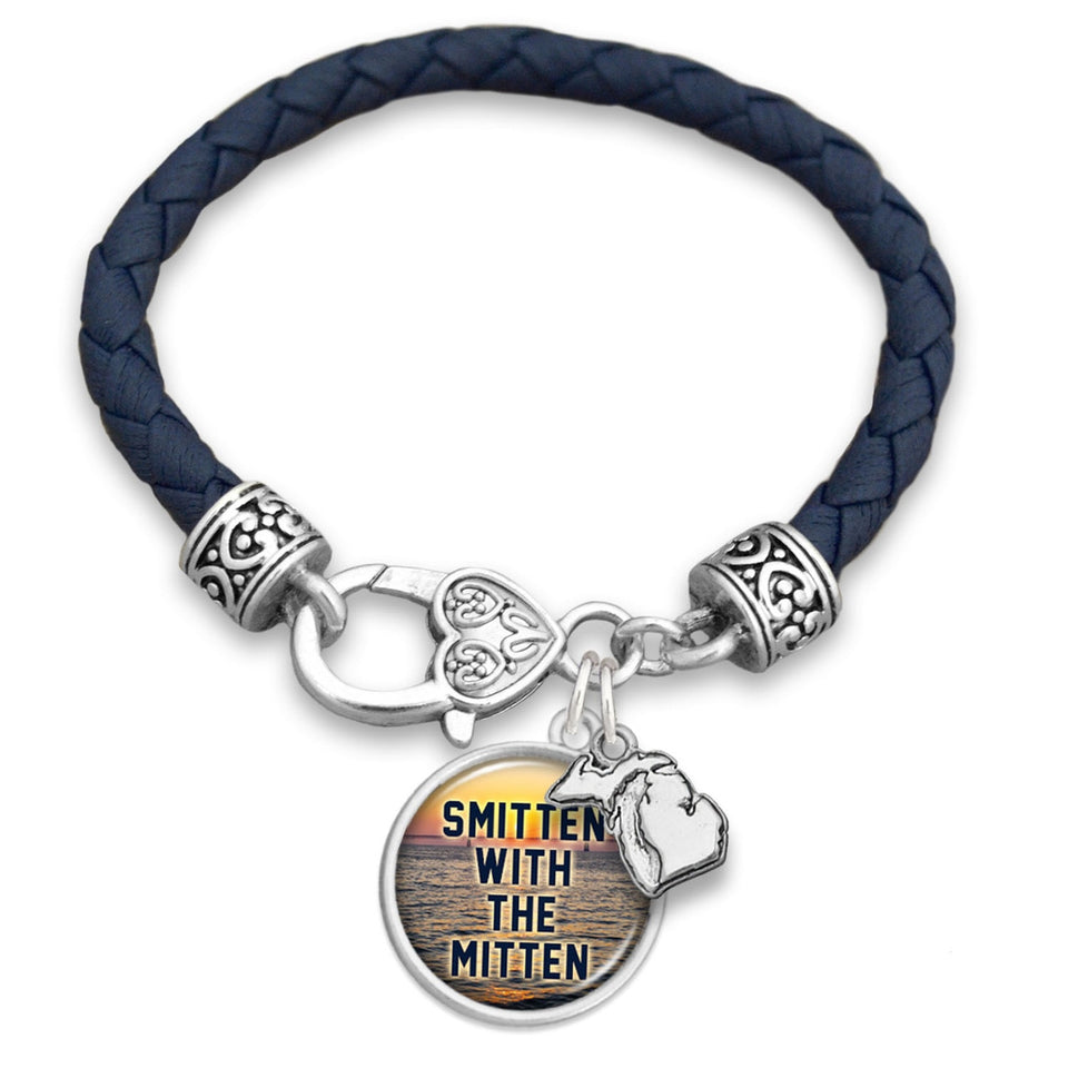 Michigan State Pride ''Leather Smitten With The Mitten'' Bracelet