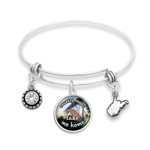West Virginia State Pride ''Wire Bangle Country Roads'' Bracelet