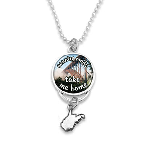West Virginia State Pride ''Car Charm- Country Roads Rearview Mirror Charm'' Necklace