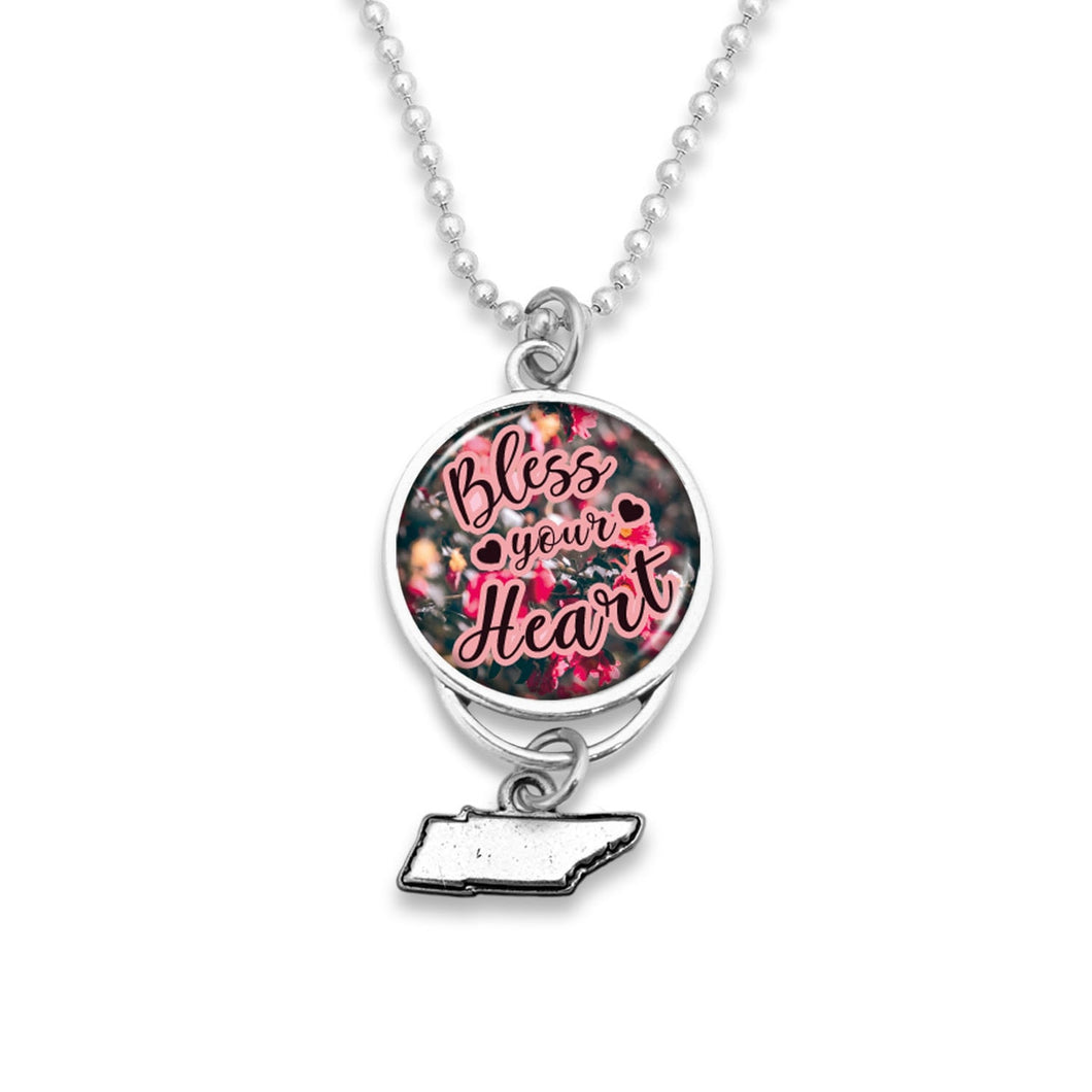 Tennessee State Pride ''Bless Your Heart Rearview Mirror Charm'' Necklace