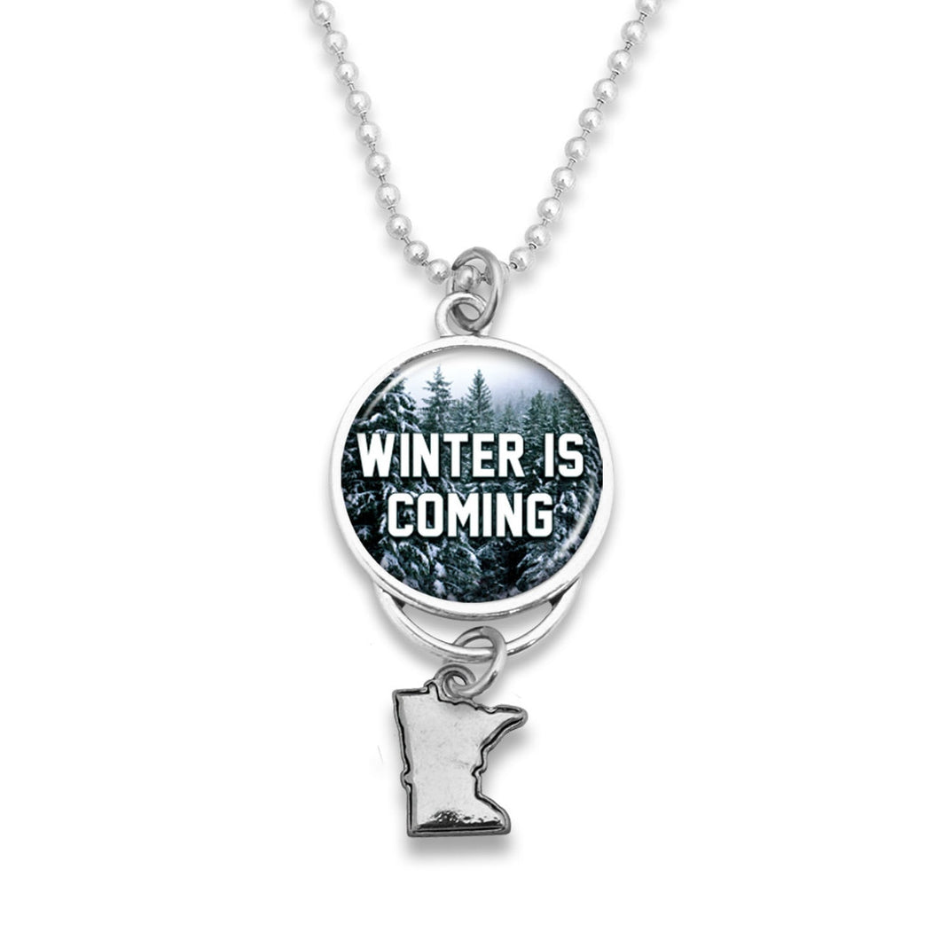 Minnesota State Pride ''Winter Is Coming Rearview Mirror Charm'' Necklace